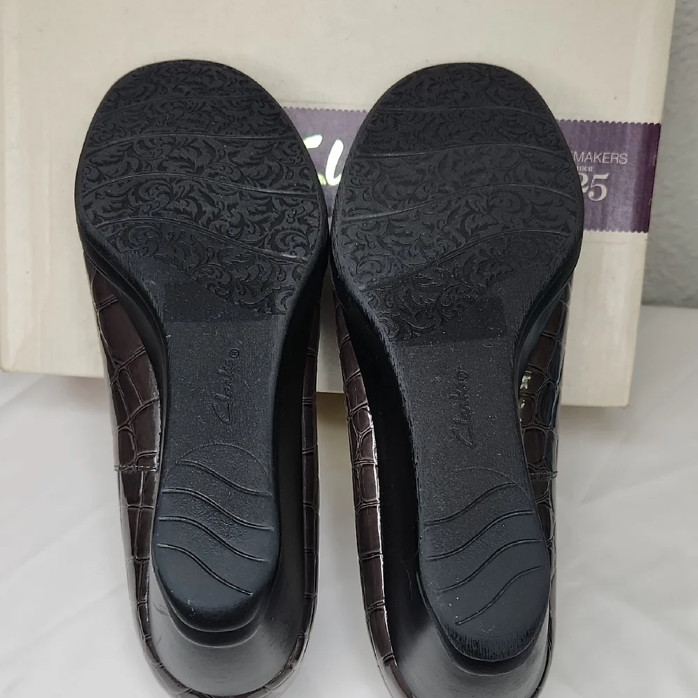 Clarks Brown Wedge with Brogue Detailing